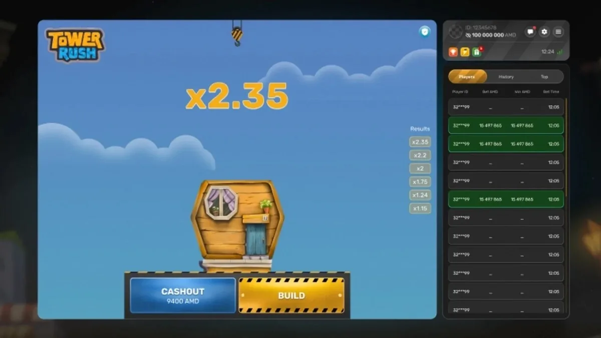 Tower Rush Frozen Floor bonus — the current win locked against a later collapse