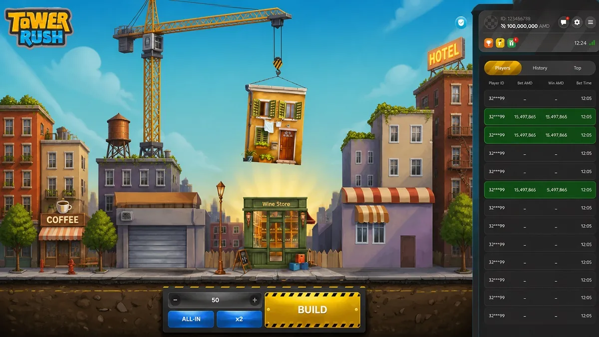 How to play Tower Rush — the crane dropping a floor onto the tower