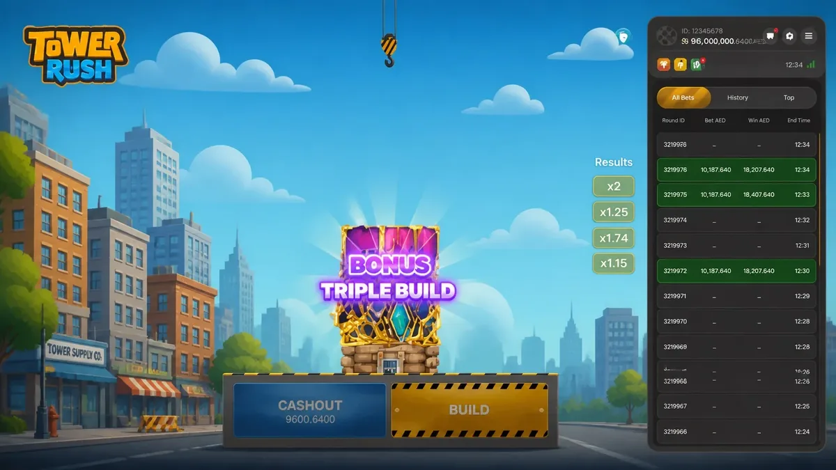 Tower Rush bonus floors — the frozen, temple and triple build floors on the tower